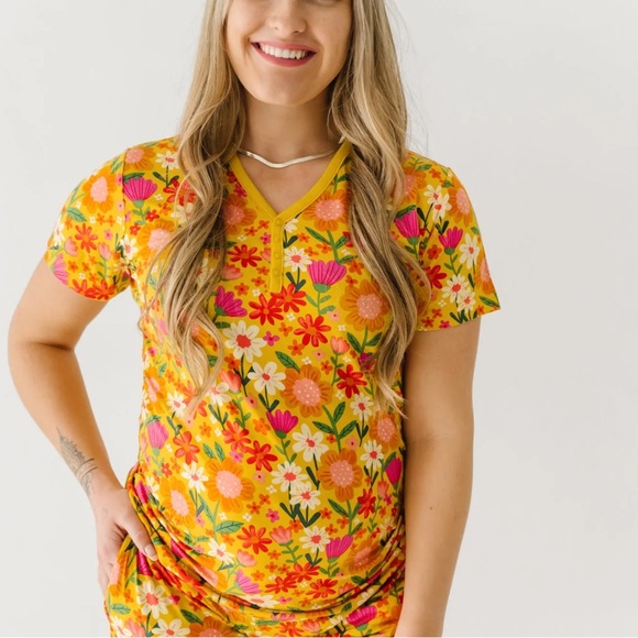 Little Sleepies Other - Little Sleepies womens Floral V-Neck Pajama Top Golden Yellow Large